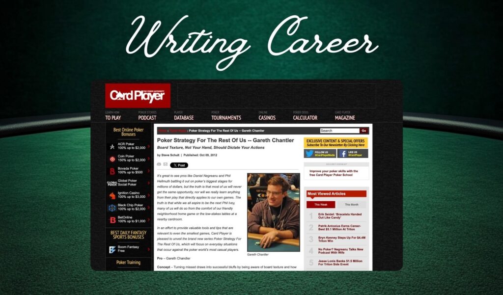 Gareth Chantler Writing Career information